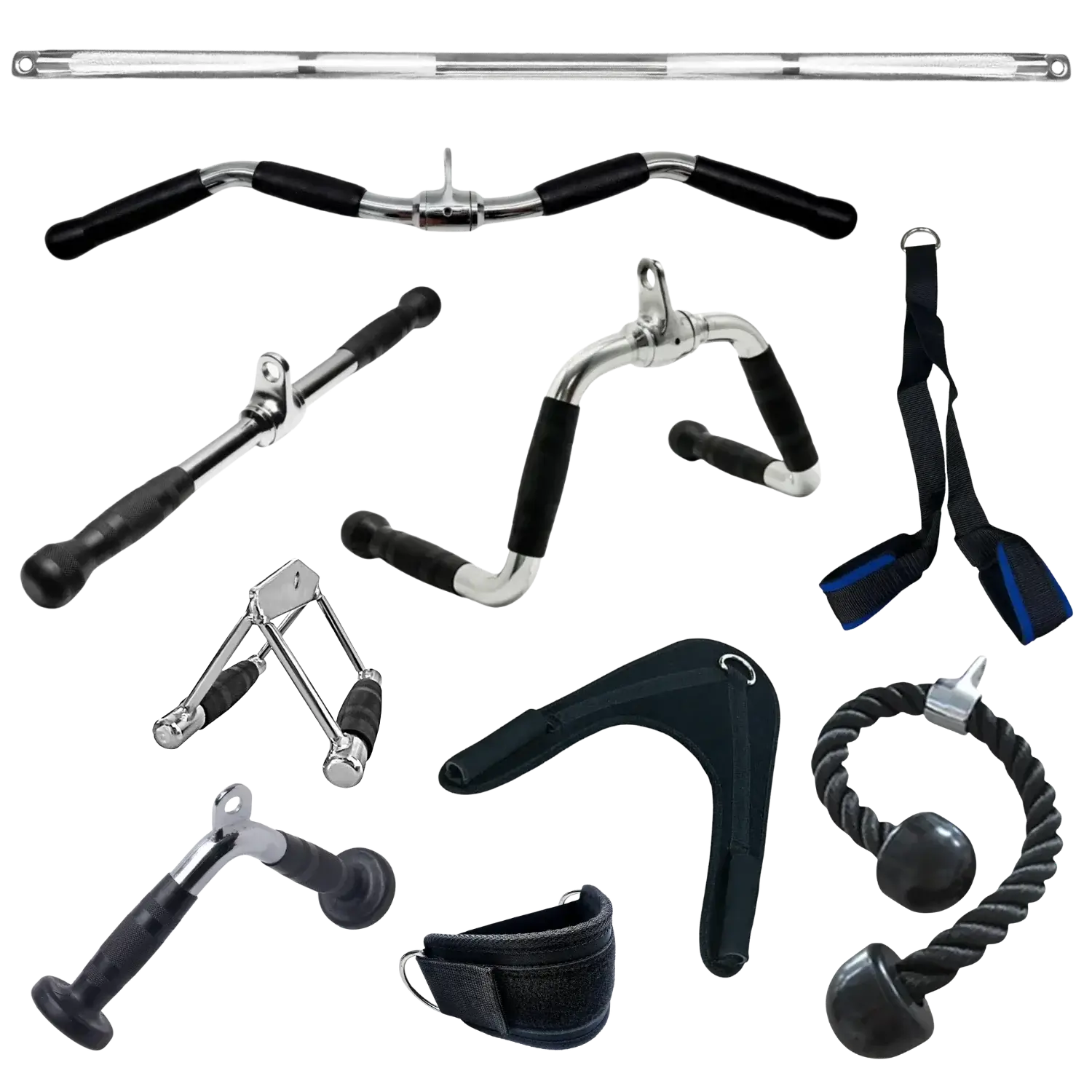 French Fitness Cable Machine Attachment 10-Piece Functional Grip Kit (New)