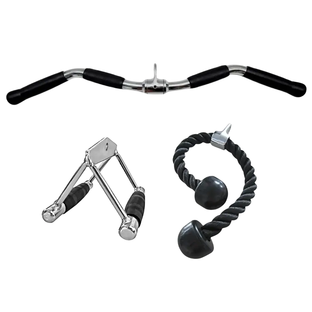French Fitness Cable Machine Attachment 3-Piece Essentials Bundle (New)