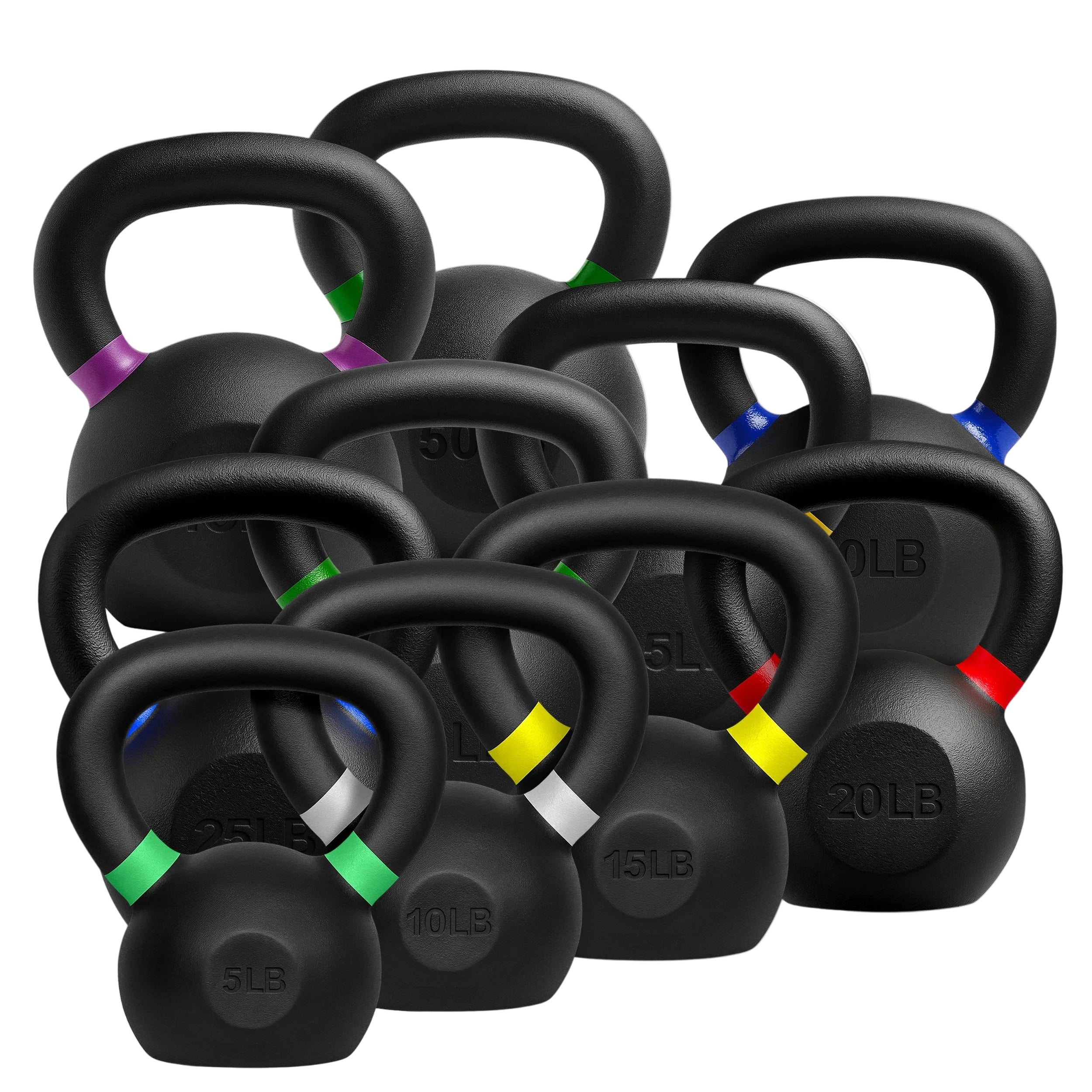 French Fitness Cast Iron Kettlebell Set 5-50 lbs (New)