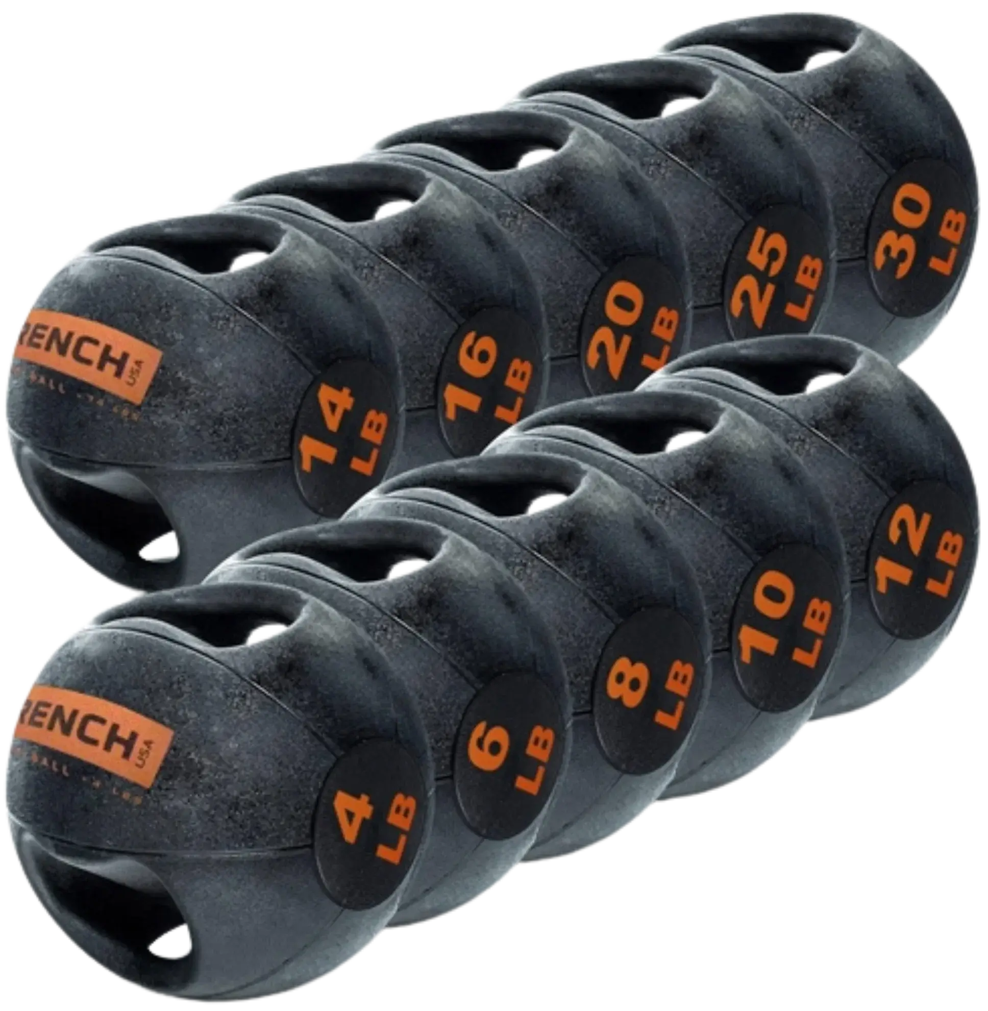 French Fitness Dual Grip Medicine Ball Set of 10 (4 to 30 lbs) (New)