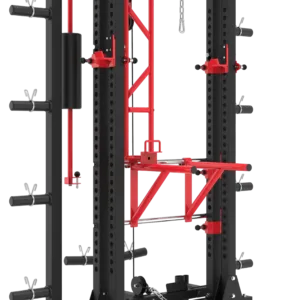 French Fitness Folding Cable Power Rack / Cage, Red/Black (New)