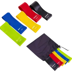 French Fitness Mini Resistance Bands Exercise Loops 600mm x 50mm, Set of 5 (New)