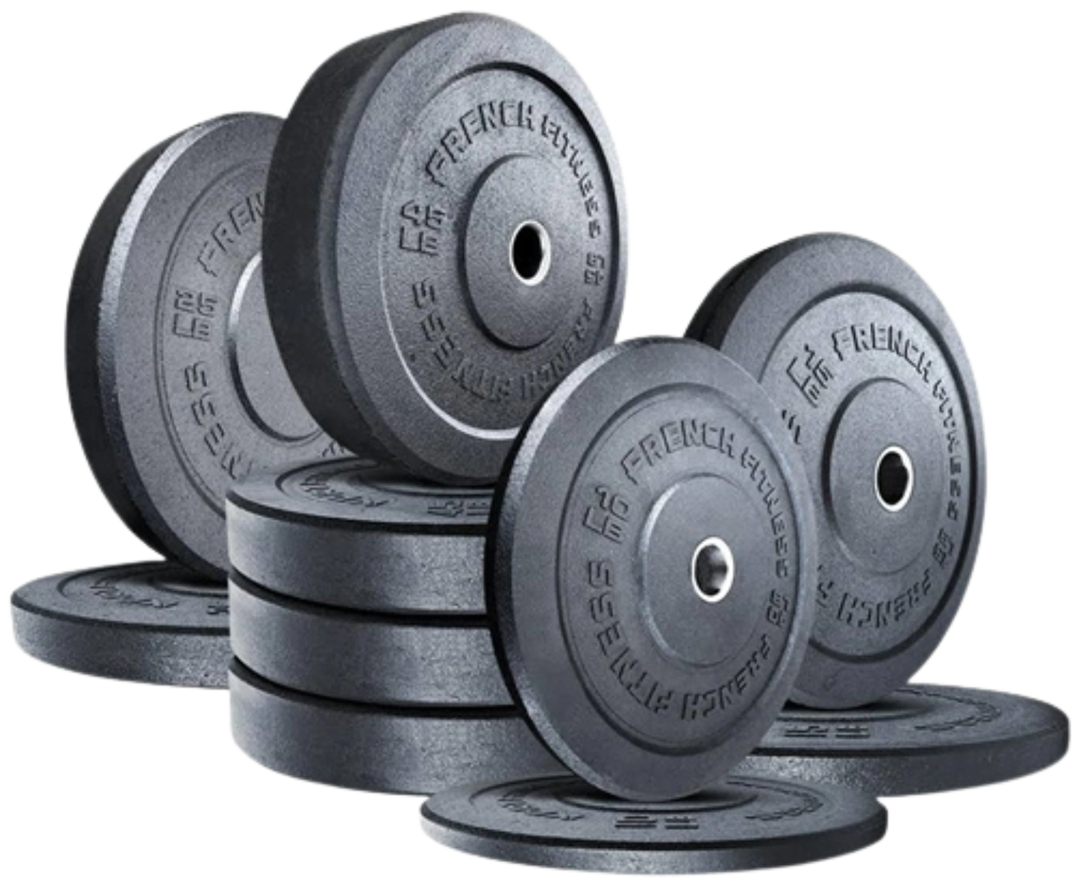 French Fitness Olympic Bumper Plate Set 280 lbs - Crumb Rubber (New)