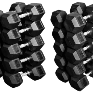 French Fitness Rubber Coated Hex Dumbbells (New)
