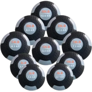 French Fitness Rubber Medicine Ball Set of 10 (4 to 30 lbs) (New)