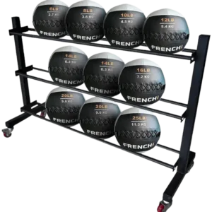 French Fitness Soft Medicine Wall Ball Set of 10 (6 to 25 lbs) w/Rack (New)