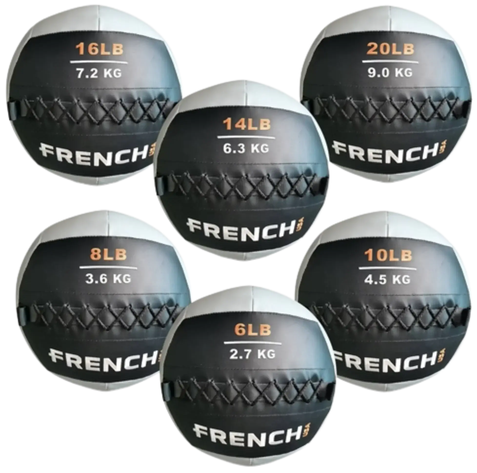 French Fitness Soft Medicine Wall Ball Set of 6 (6 to 20 lbs) (New)