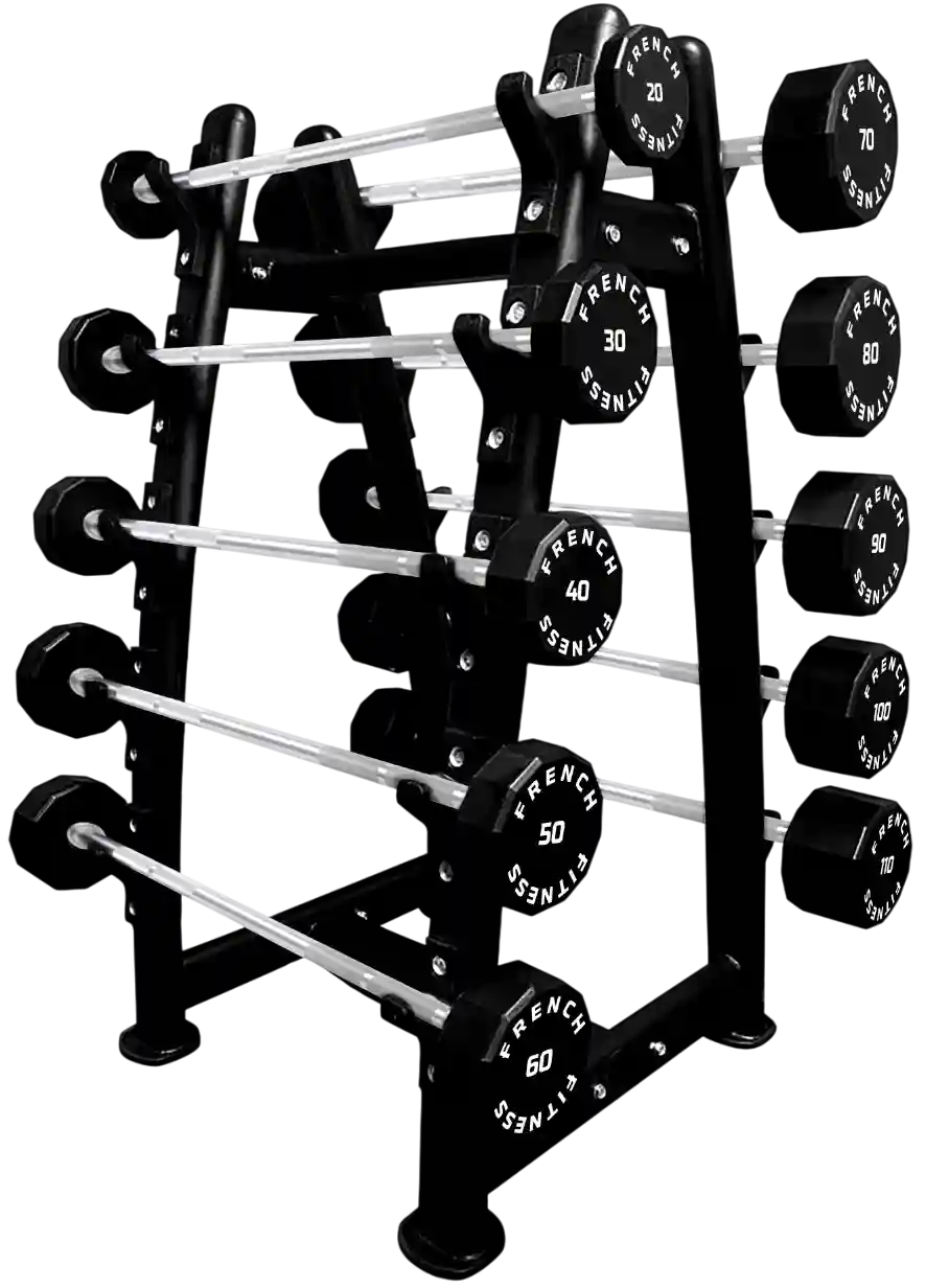 French Fitness Straight Urethane Barbell Bar Set, 20-110 lbs (New)