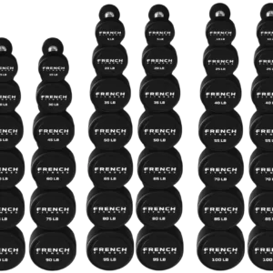 French Fitness Urethane Round Pro Style Dumbbell V2 Set, 5-100 lbs (New)