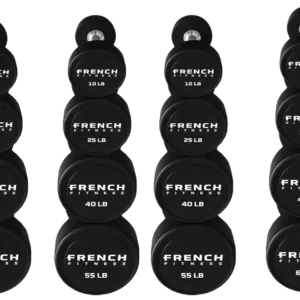 French Fitness Urethane Round Pro Style Dumbbell V2 Set, 5-60 lbs (New)