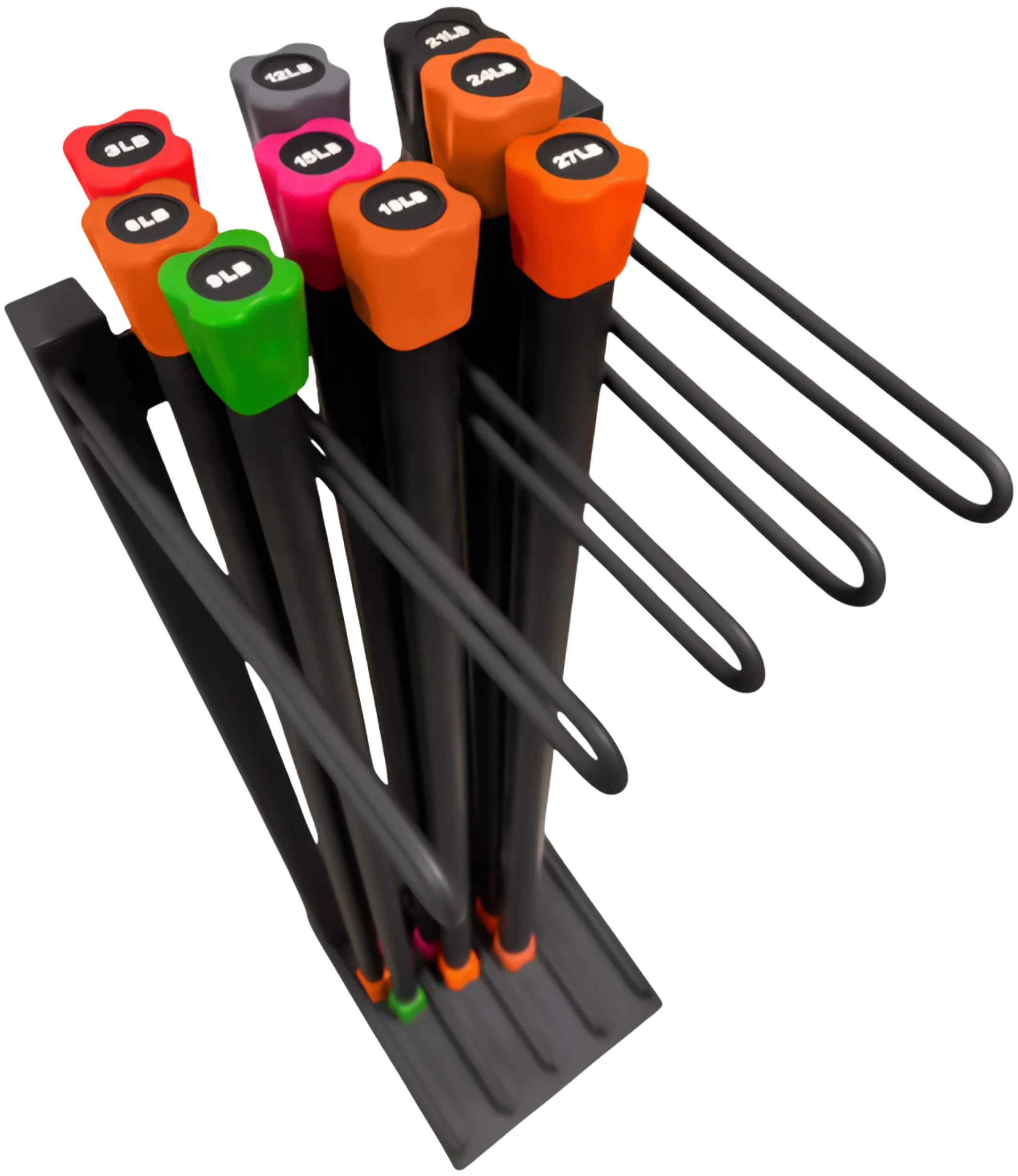 French Fitness Weighted Body Fitness Bar Set of 9 w/Rack (New)